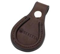 BERETTA soporte de volata en 100% Cuero de Vaca Marrón Oscuro, Made in Italy, Fácil de Colocar en los Cordones de los Zapatos Gracias al Botón a Presión, Tamaño 6.0 x 10.0 cm