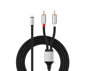 Berfea Cable Cinch, Cable AUX de Audio Estéreo 2 Machos RCA Y Splitter Adaptador de 2m para iPhone 14 13 12 11 Pro Max XS X 8 7 6 Plus 5 SE para TV, Altavoces DJ, Amplificador, HiFi y Cine en Casa