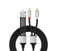 Berfea Cable RCA Audio de jack 3,5 mm y USB-C a 2 x RCA Macho, Teléfono a phono, estéreo, compatible con iPhone 5/6/7/8, Samsung Galaxy y Tabletas para Amplificadores, Altavoces, Alta fidelidad