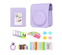 Berfea Funda Protectora Kit para cámara Compatible con Fujifilm Instax Mini 12, con Bolsa de Hombro,álbum de Libros, calcomanías, Filtro de Colores, Marco de decoración de Pared, Lente Selfie,Morado