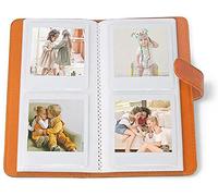 Berfea Mini álbum de fotos Compatible con Fujifilm Instax Square SQ40/SQ6/SQ1/SQ10/SQ20 Cámara instantánea y SHARE SP-3 Printer, 80 bolsillos premium de piel sintética cartera de película -Naranja