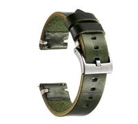 Berfine Correa de reloj de piel auténtica, estilo vintage, hecha a mano, de liberación rápida, para hombres y mujeres, 18 mm, 20 mm, 22 mm, 24 mm, 18mm, Cuero Acero inoxidable, No es una piedra