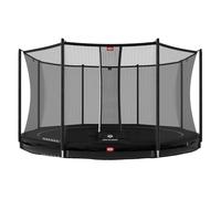 BERG Favorit InGround 380 Negro | Cama elástica redonda para niños | Incluye red de seguridad Comfort | Airflow para un 50% de rebote marítimo | Resistente a la intemperie y seguro