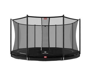 BERG Favorit InGround 380 Negro | Cama elástica redonda para niños | Incluye red de seguridad Comfort | Airflow para un 50% de rebote marítimo | Resistente a la intemperie y seguro