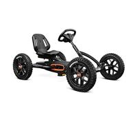 BERG Kart a Pedales Buddy Cross | Negro, 3-8 años, cuadro resistente, asiento regulable, volante regulable