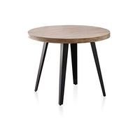 Berg, Mesa Redonda de Comedor, Mesa Fija, Acabado en Roble Honey y Negro, Medidas: 100 cm (Largo) x 100 cm (Ancho) x 76 cm (Alto)