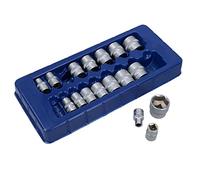 Bergen AT299 - Juego de llaves de vaso métricas poco profundas de 8 mm a 24 mm, 17 unidades, acabado satinado