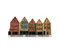Bergen Noruega 3D Bryggen recuerdo imán para nevera, hecho a mano para decoración del hogar y la cocina, colección de imanes para nevera Bergen