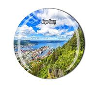 Bergen Noruega - Imán para nevera (cristal, recuerdo turístico), diseño de recuerdo