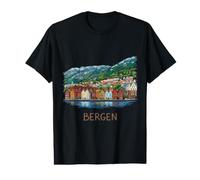 Bergen Noruega - Recuerdo de Viaje de Ciudad Camiseta gráfica económica
