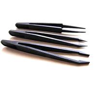 Bergeon 6751 HT6751-SET - Juego de 3 pinzas de fibra de carbono para batería de reloj para sala limpia