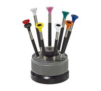 BERGEON - Juego de Destornilladores - 9 Destornilladores con Cabezal Giratorio (Ø 0,50-2,50 mm)