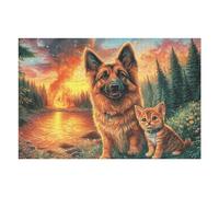 Berger allemand Mignon Puzzle 1000 Piezas Portátil Familiar Compacto Animal de compagnie Rompecabezas 3D para Familia Desafío Intelectual Maquetas Educativas Construir 1000 PCS