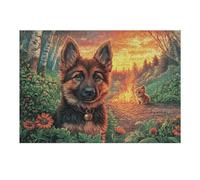 Berger allemand Mignon Puzzle 300 Piezas Obra De Arte 3D Realista Créatures cosmiques magiques Rompecabezas para Hombres Y Mujeres Desafío Intelectual Estera Portátil DIY Moderno 300 PCS