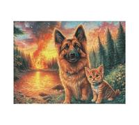 Berger allemand Mignon Puzzle 500 Piezas Educativo Familiar Animal de compagnie Rompecabezas 3D para Toda La Familia Aliviar Estrés Decoración Hogar Portátil 500 PCS