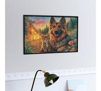 Berger allemand Mignon Puzzles 300 Piezas Impossible Desafío Ménagerie fantaisiste rayonnante Rompecabezas para Adultos Aliviar Estrés Decoración Hogar DIY Moderno Portátil 300 PCS