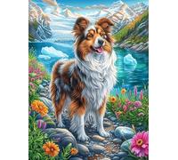 Berger australien Dans le Jardin Fleuri Puzzle 300 Piezas Cartón Grueso para Adultos Mitos fantásticos Entretenimiento Casero Alivio Estrés Compatible Marco Estándar Regalo Original 300 PCS
