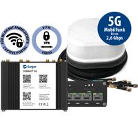 Berger connect 5g - router wlan 5g / 4g lte (wifi 5, cat 12 con 2,6 gbps) con antena de techo 5g y accesorios de montaje