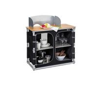 Berger Deluxe | Mueble de Cocina de Camping, Cocina Plegable con Encimera de Bambú, Armario de Almacenamiento con 4 Compartimentos, Protector de Viento y Bolsa de Transporte, Estructura de Aluminio