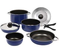 BERGER Juego de ollas Light 9 piezas, ollas, sartenes + tapa para la cocina Caravana | Batería de cocina de camping Set de ollas de aluminio apilables