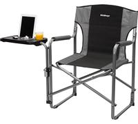 BERGER Minimize 2.0 Silla de director con mesa, cómoda silla de jardín plegable con bolsillo lateral, silla plegable estable, silla de pesca, silla plegable para jardín y balcón, soporta hasta 120 kg