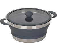 BERGER | Olla Plegable 3,5 L con tapa, Silicona y acero inoxidable, Extremadamente compacta (solo 6 cm plegada), Apta para lavavajillas y uso alimentario - Color gris