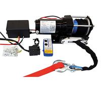 Berger & Schröter Cabrestante de 12 V con Mando a Distancia, 2722 kg de Fuerza de tracción, Cable sintético de 12 m, para Quad, ATV, 4 x 4 y vehículos comerciales, con Rueda Libre, Freno automático y