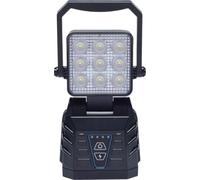 Berger & Schröter - Faro de trabajo LED portátil, luz de trabajo de 15 W, base magnética, batería de 4500 mAh 7,4 V, 33,3 Wh, 9 LED, blanco y naranja, IP66, ajustable 90°, asa, iluminación de campo