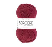 Bergère de France - 100% COTON BIO, lana para tejer crochet (10 x 50g) 100% algodón orgánico - 3 mm - hilo redondo para el verano - Rojo (Bordeaux)