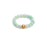 BERGERLIN Anillo de amazonita auténtica con perla de oro - Perlas facetadas - Tamaño S