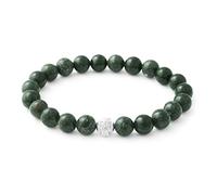 BERGERLIN Pulsera de jade - Pulsera de perlas auténticas con piedra natural y cuenta de plata de ley 925 Feel Goods