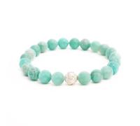 BERGERLIN Pulsera de piedra natural auténtica con perlas de plata de ley 925 y perlas de piedra natural de 8 mm, con certificado de autenticidad, XS-S, Plata de ley
