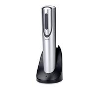Berghoff 1100197 - Sacacorchos eléctrico, diámetro 5.5cm, cortador aluminio incluido, abre hasta 30 botellas, base carga y USB, carga 6 8 horas, metalizado
