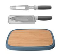 BERGHOFF 3950195 Set Tabla de Cortar, Cuchillo, Tenedor de trinchar, Madera Color Azul