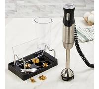 BergHOFF X5 Pro - Procesador de alimentos 5 en 1 de acero inoxidable, batidor, picadora de carne, batidor, multicuchilla, espumador de leche, 1000 W, 18000 RPM, expandible de 13 pies, bajo ruido,