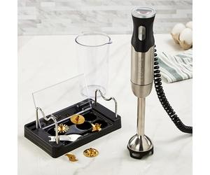 BergHOFF X5 Pro - Procesador de alimentos 5 en 1 de acero inoxidable, batidor, picadora de carne, batidor, multicuchilla, espumador de leche, 1000 W, 18000 RPM, expandible de 13 pies, bajo ruido,