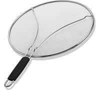 Bergkoch Pantalla de salpicaduras de grasa para sartén de 15 pulgadas, detiene el 99% de las salpicaduras de aceite caliente, protege la piel de quemaduras, tapa de sartén de hierro que mantiene la