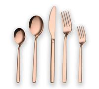 Berglander 30 piezas de titanio rosa chapado en oro cubiertos juego, 30 piezas de cobre cubiertos set, copas de color plata set cubiertos juegos, servicio para 6 (cobre brillante)