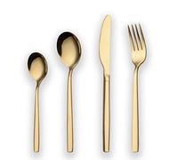 Berglander Juego de cubiertos con baño de oro, 24 piezas, servicio de 6 (oro brillante)