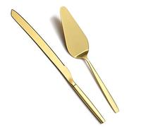 Berglander Juego de cuchillo y servidor para pastel de bodas de oro, servidores de repostería para pastel perfecto para bodas, cumpleaños, fiestas y eventos