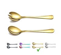 Berglander Juego de Servidor de Ensalada Dorado, Juego de Servir Ensalada de Acero Inoxidable con Chapado en Oro de Titanio, servidores de Ensalada, Cuchara de Ensalada