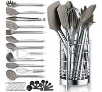 Berglander Juego de utensilios de cocina 38 piezas de silicona antiadherente, Juego de cuchara espátula con resistente soporte para utensilios de acero inoxidable