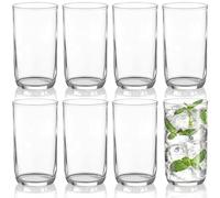 Berglander Juego de Vasos Highball de 8 Piezas, Vasos Collins para Beber de Plástico PET Transparente Alto de 420ml, Tazas de Agua Reutilizables, Vajilla de Bar Tumbler para Bebidas, Cerveza, Leche