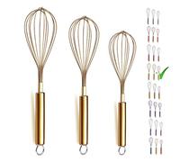 Berglander Paquete de 3 batidores de acero inoxidable, 8 ", 10", 12 ", batidor de oro con baño de titanio, batidor, batidor de alambre, batidor de cocina (paquete de 3)