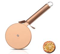 Berglander Rueda de pizza, chapado en titanio de oro rosa, acero inoxidable, cortador de pizza súper afilado con revestimiento de titanio, cortador de masa, fácil de limpiar y almacenar