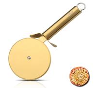 Berglander Rueda de pizza, chapado en titanio dorado Cortador de pizza súper afilado de acero inoxidable con chapado en oro y titanio, cortador de masa, fácil de limpiar y almacenar