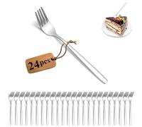 Berglander tenedor para pasteles 24 piezas, tenedores de postre de acero inoxidable, tenedores de frutas, tenedor de té, apto para lavavajillas
