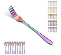 Berglander tenedores de mesa Rainbow 12pcs de 20,5 cm, colorido juego de tenedores de acero inoxidable chapado en titanio para el hogar, el restaurante, las comidas diarias