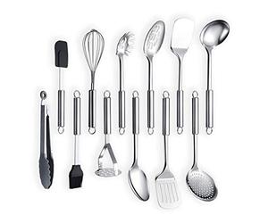 Berglander Utensilio de cocina de acero inoxidable de 12 piezas, cuchara de cocina, utensilios de cocina Utensilio de cocina (12 piezas)