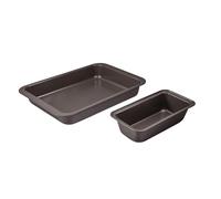 BERGNER BAKING LOVERS - Set 2PC de Horno Acero al Carbono - Incluye Moldes de 42x29x6 cm y 27.5x14x6.8 cm - Ilag Essential de 2 Capas - Diseño Chocolate - Libre de PFOA - Fácil de Limpiar